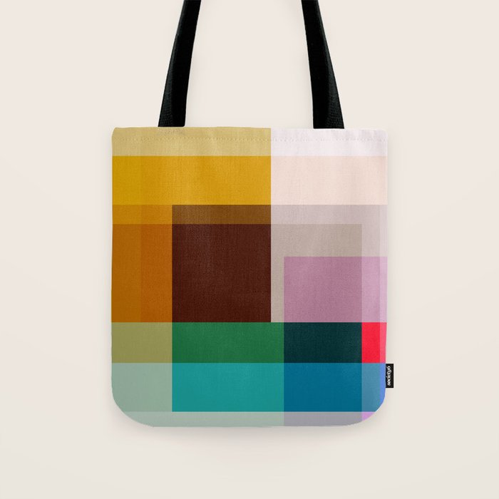 Modern Multicolor Geometric Abstract Art with Overlapping Shapes Tote Bag Gallery Image 1