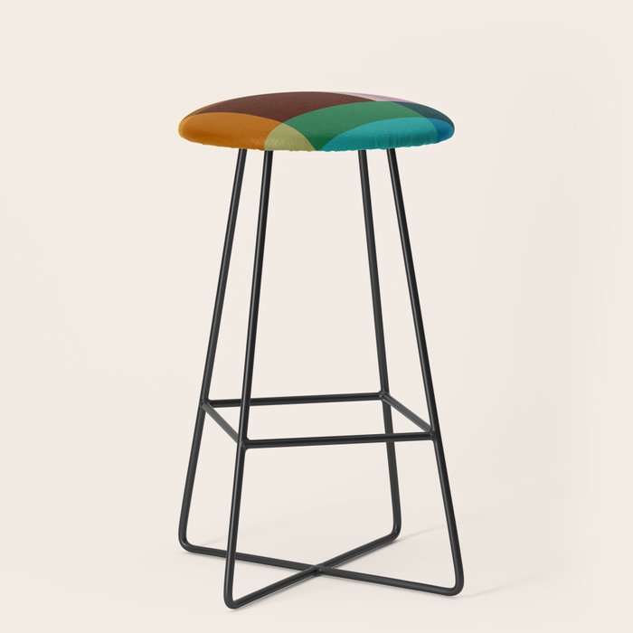 Modern Multicolor Geometric Abstract Art with Overlapping Shapes Stool Gallery Image 1