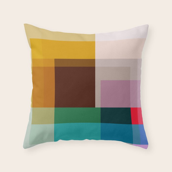 Modern Multicolor Geometric Abstract Art with Overlapping Shapes Throw Pillow Gallery Image 1