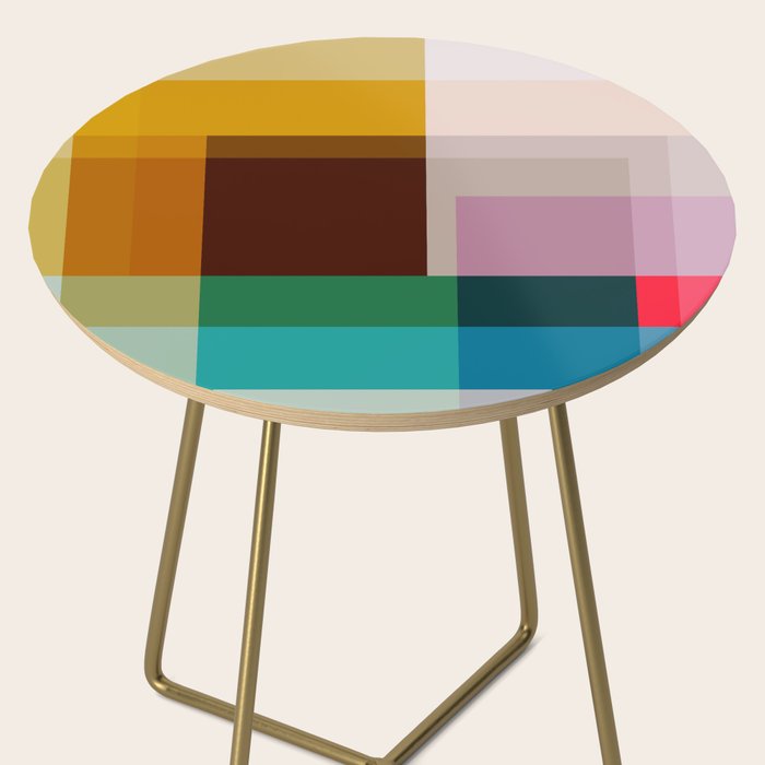 Modern Multicolor Geometric Abstract Art with Overlapping Shapes Side Table Gallery Image 2