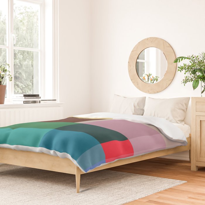 Modern Multicolor Geometric Abstract Art with Overlapping Shapes Duvet Cover Gallery Image 2