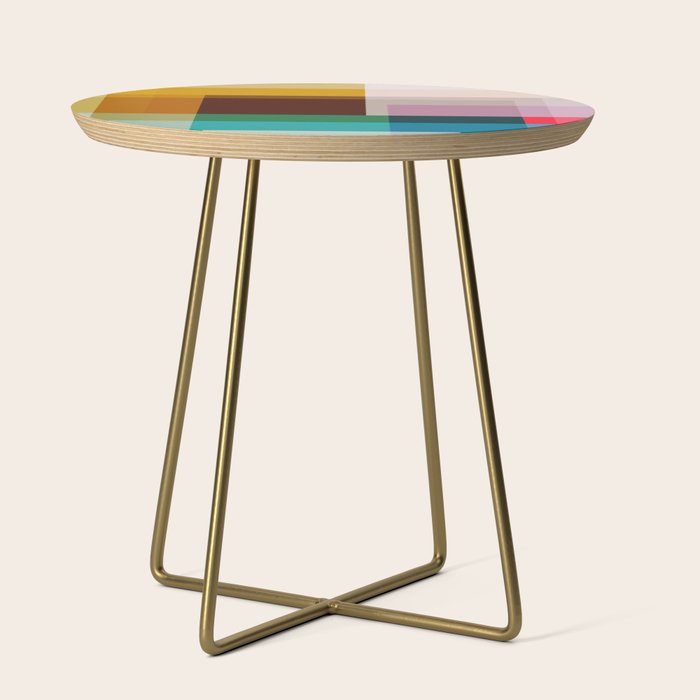 Modern Multicolor Geometric Abstract Art with Overlapping Shapes Side Table Gallery Image 1