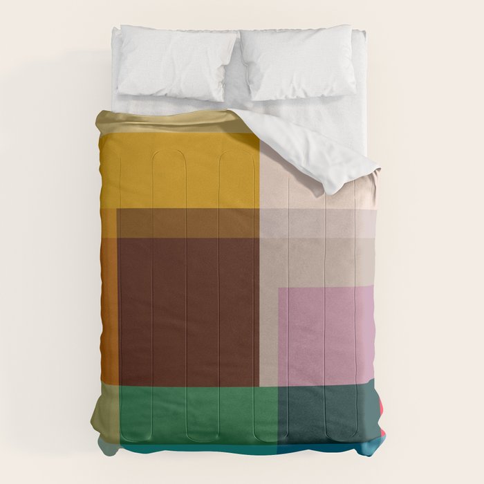 Modern Multicolor Geometric Abstract Art with Overlapping Shapes Comforter Gallery Image 6