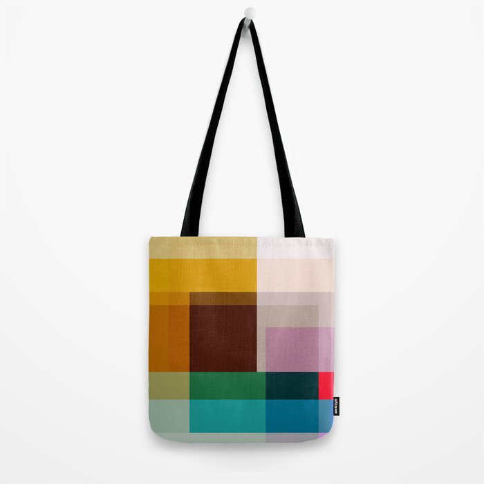 Modern Multicolor Geometric Abstract Art with Overlapping Shapes Tote Bag Gallery Image 2