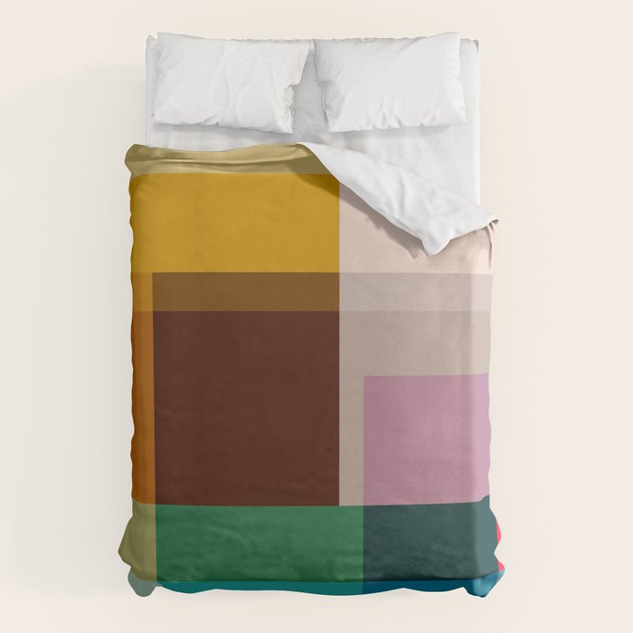 Modern Multicolor Geometric Abstract Art with Overlapping Shapes Duvet Cover Gallery Image 1