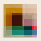 Modern Multicolor Geometric Abstract Art with Overlapping Shapes Wood Wall Art Gallery Image 1