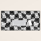 Black and white happy face checkered pattern Desk Mat Gallery Image 1