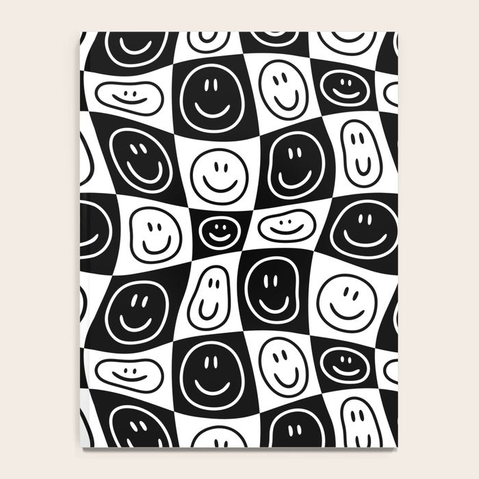 Black and white happy face checkered pattern Notebook Gallery Image 4