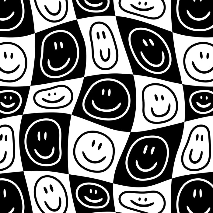 Black and white happy face checkered pattern Coffee Mug Gallery Image 2