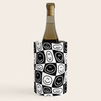 Black and white happy face checkered pattern Wine Chiller Gallery Image 1
