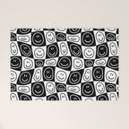 Black and white happy face checkered pattern Welcome Mat Gallery Image 1
