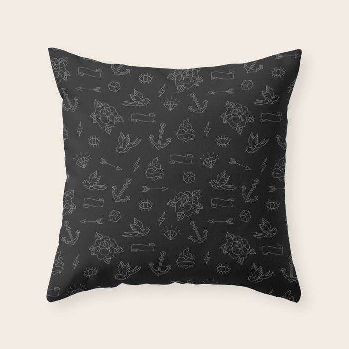 Minimalist Tattoos Throw Pillow Gallery Image 6