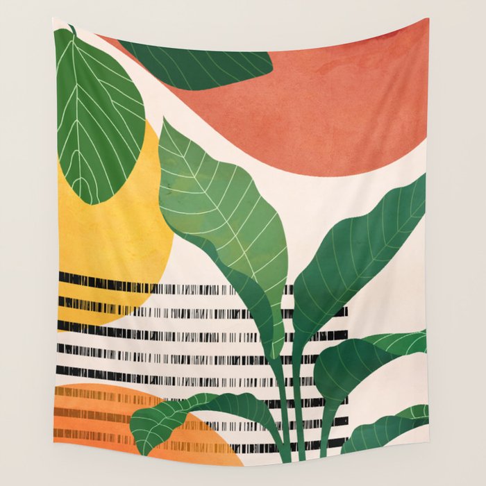 Tropical Garden Leaves 03 Wall Tapestry Gallery Image 4