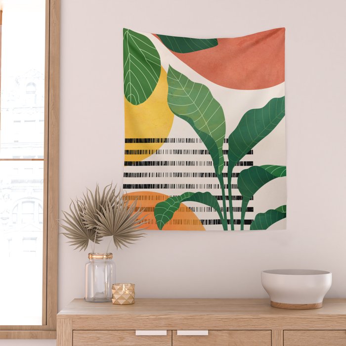 Tropical Garden Leaves 03 Wall Tapestry Gallery Image 2