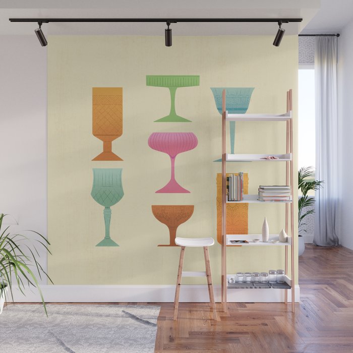 Vintage Cocktail Glasses  Wall Mural Gallery Image 1