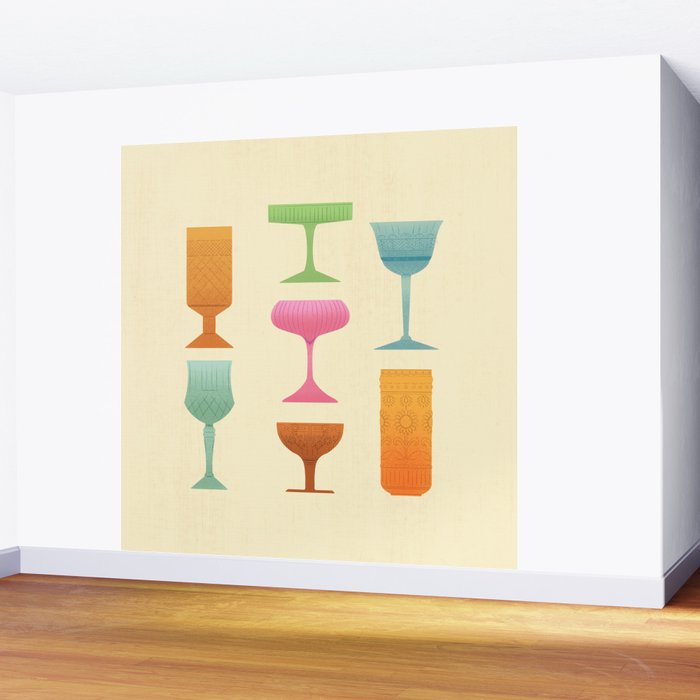 Vintage Cocktail Glasses  Wall Mural Gallery Image 2