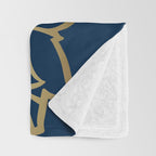 Gold and Navy Flower Throw Blanket Gallery Image 3