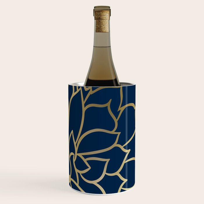Gold and Navy Flower Wine Chiller Gallery Image 1