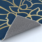Gold and Navy Flower Rug Gallery Image 4