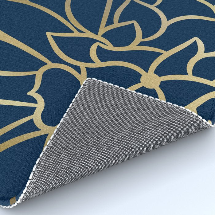 Gold and Navy Flower Rug Gallery Image 4