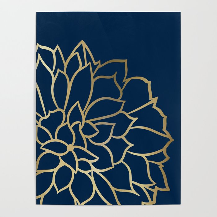 Gold and Navy Flower Poster Gallery Image 4