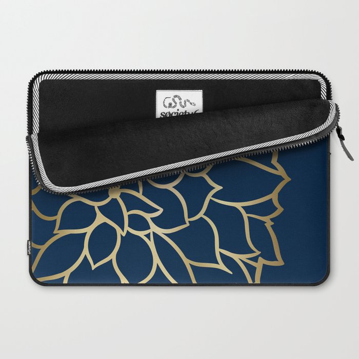 Gold and Navy Flower Laptop Sleeve Gallery Image 2