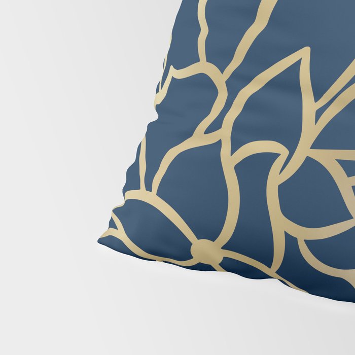 Gold and Navy Flower Pillow Sham Gallery Image 4