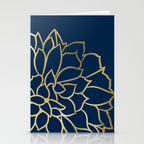 Gold and Navy Flower Stationery Card Gallery Image 2