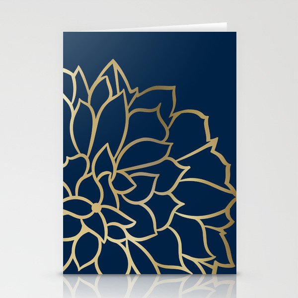Gold and Navy Flower Stationery Card Gallery Image 2