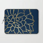 Gold and Navy Flower Laptop Sleeve Gallery Image 1
