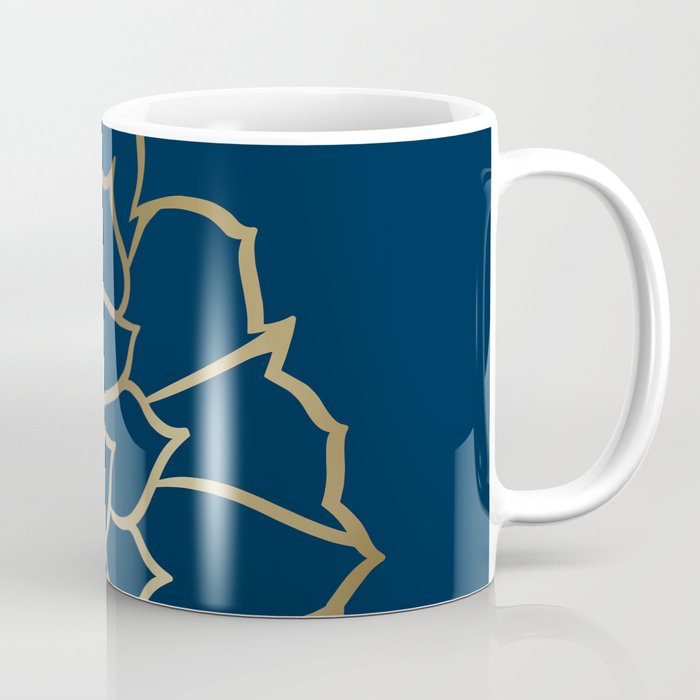 Gold and Navy Flower Coffee Mug Gallery Image 1