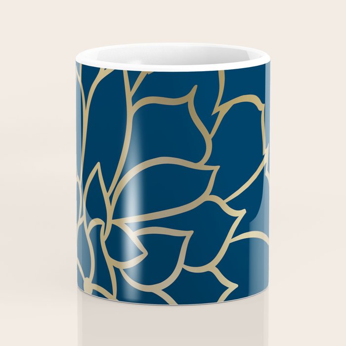 Gold and Navy Flower Coffee Mug Gallery Image 4