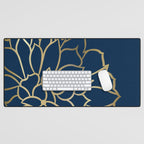 Gold and Navy Flower Desk Mat Gallery Image 1