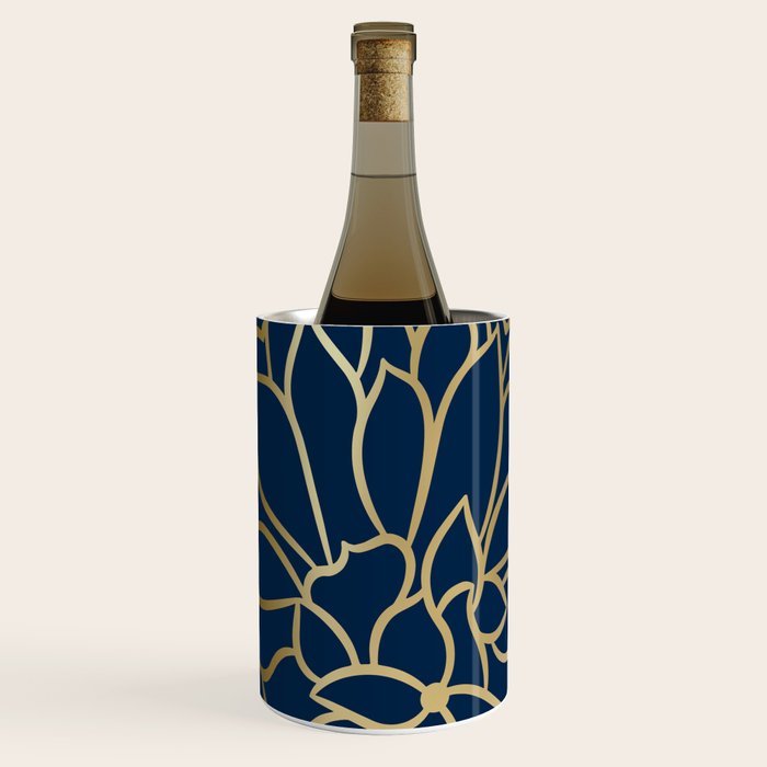 Gold and Navy Flower Wine Chiller Gallery Image 2