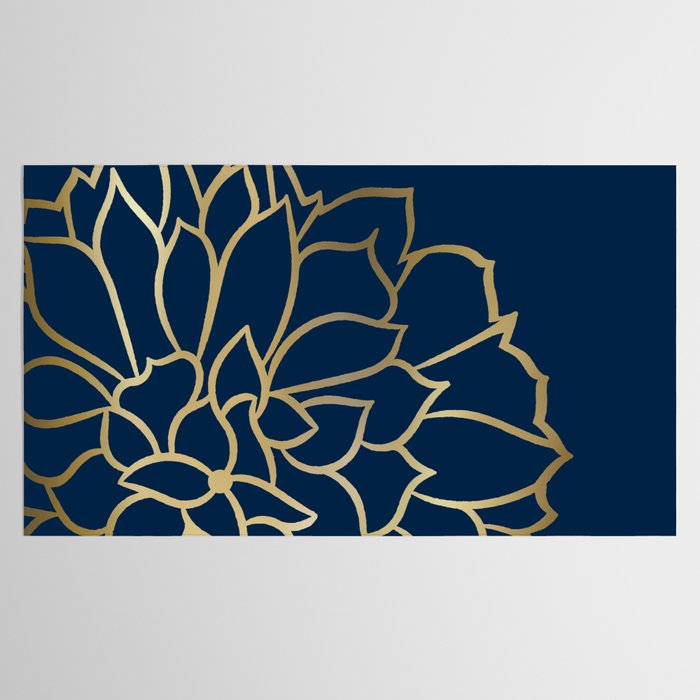 Gold and Navy Flower Tablecloth Gallery Image 2