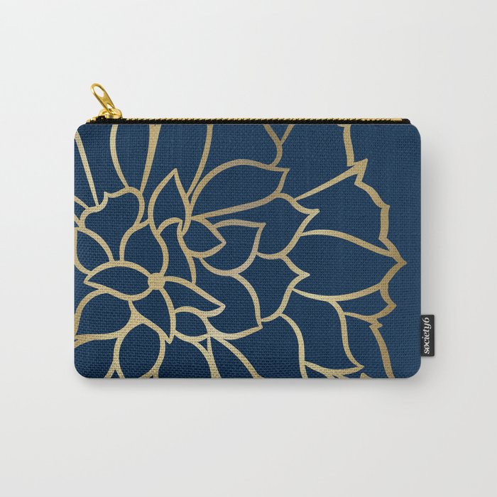 Gold and Navy Flower Carry All Pouch Gallery Image 1