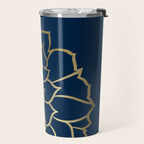Gold and Navy Flower Travel Mug Gallery Image 2