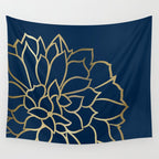 Gold and Navy Flower Wall Tapestry Gallery Image 4