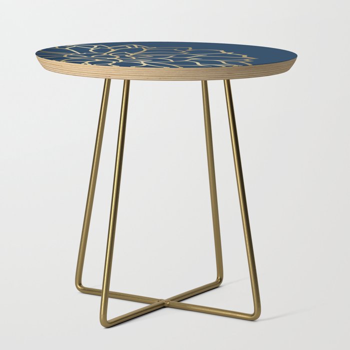 Gold and Navy Flower Side Table Gallery Image 1