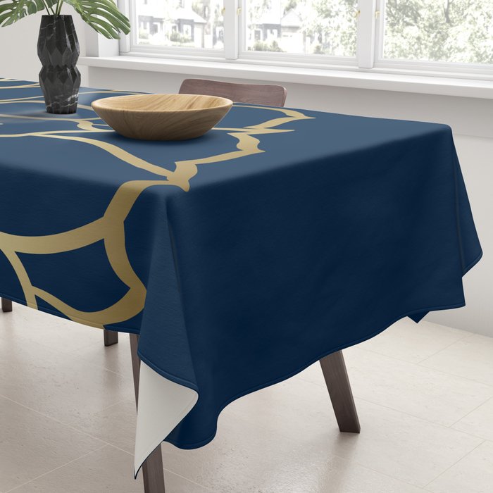 Gold and Navy Flower Tablecloth Gallery Image 3