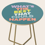Whats The Best That Could Happen typography print in green, lilac, orange and yellow Side Table Gallery Image 2