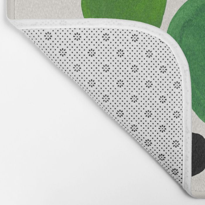 Fun Abstract Minimalist Mid Century Modern Colorful Shapes Lime Green Blue Watercolor Bubbles Bath Mat Gallery Image 2