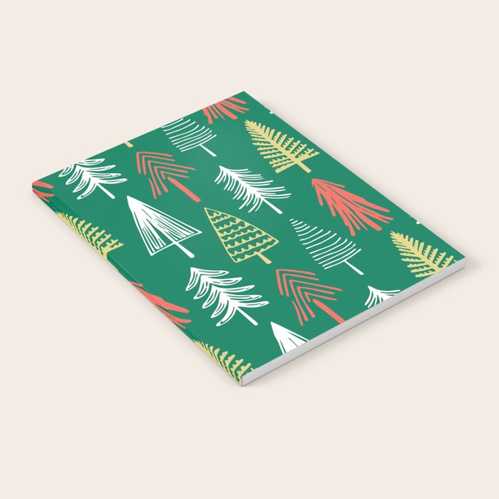 Green christmas pine tree doodle pattern Notebook Gallery Image 2
