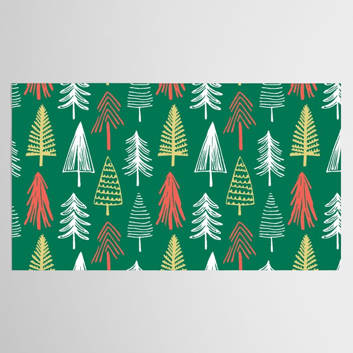 Green christmas pine tree doodle pattern Tablecloth Gallery Image 2
