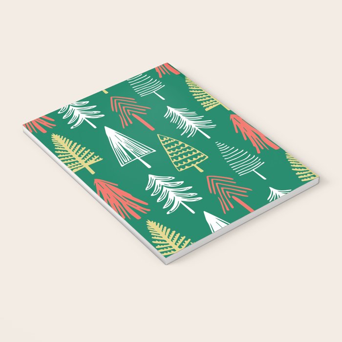 Green christmas pine tree doodle pattern Notebook Gallery Image 3