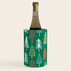 Green christmas pine tree doodle pattern Wine Chiller Gallery Image 3