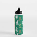 Green christmas pine tree doodle pattern Water Bottle Gallery Image 3