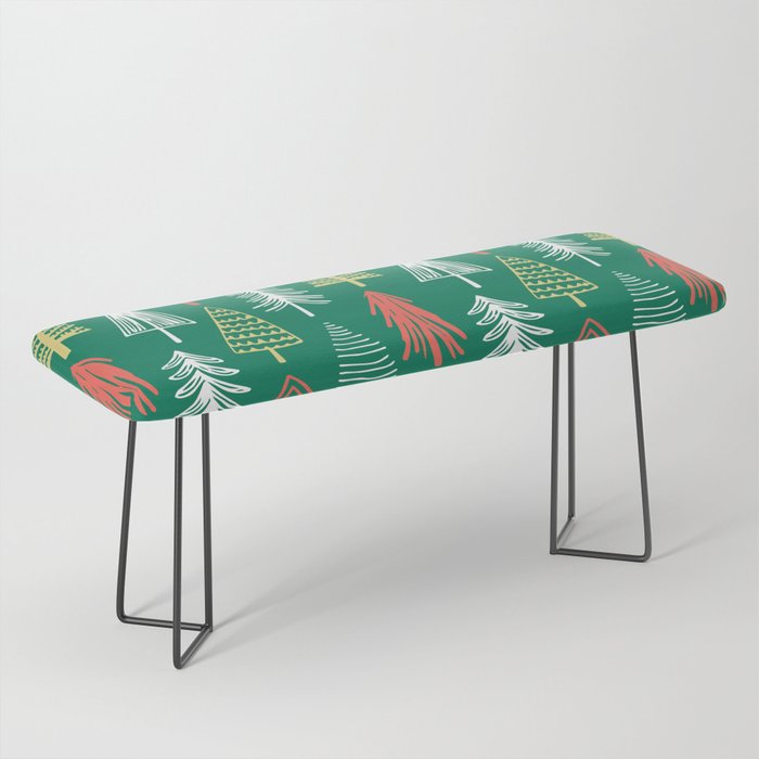 Green christmas pine tree doodle pattern Bench Gallery Image 1