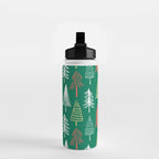 Green christmas pine tree doodle pattern Water Bottle Gallery Image 2