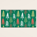 Green christmas pine tree doodle pattern Desk Mat Gallery Image 3